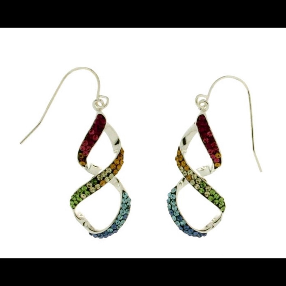 Rainbow crystals dangle earrings